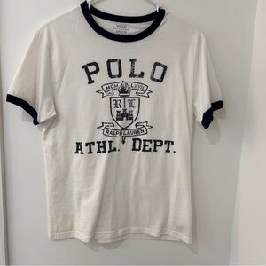 Ralph Lauren white and blue logo Graphic Tee boys large